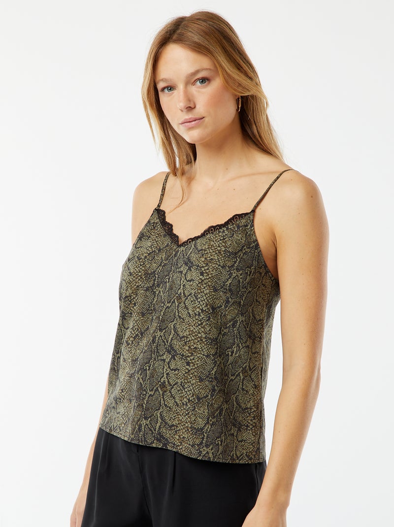 Débardeur avec dentelles au col Vert - Kiabi