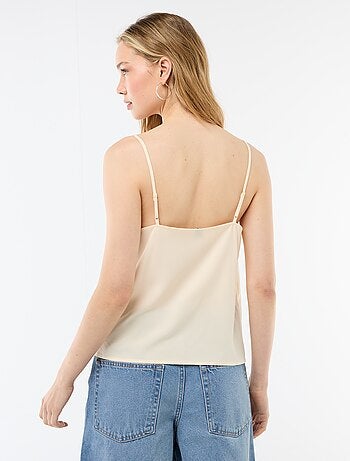 Débardeur avec fines bretelles réglables et col en dentelle