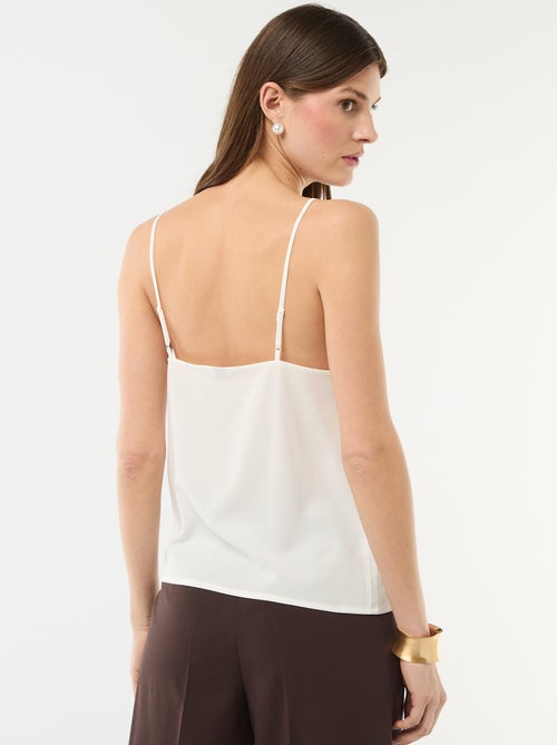 Débardeur avec fines bretelles réglables et col en dentelle - Kiabi