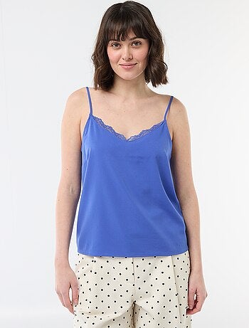 Débardeur avec fines bretelles réglables et col en dentelle
