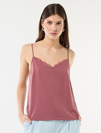 Débardeur avec fines bretelles réglables et col en dentelle