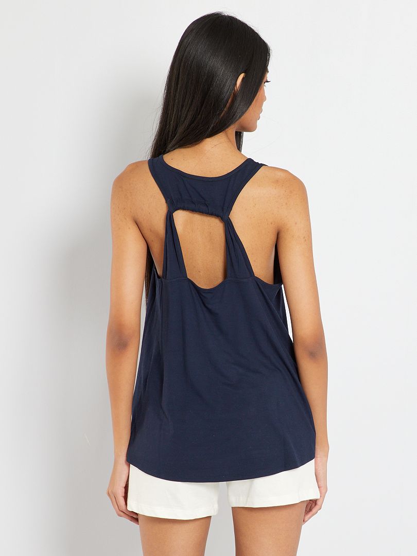 Débardeur Noir Undiz Taille M - Nœud Bleu Dans Le Dos - Occasion Très Bon état