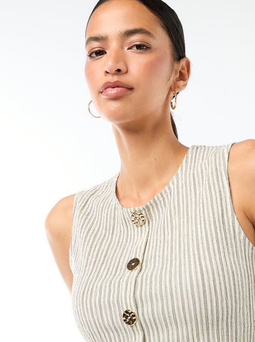 Débardeur avec ouverture par boutons dorés martelés - Kiabi