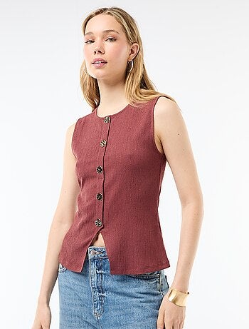 Débardeur avec ouverture par boutons dorés martelés