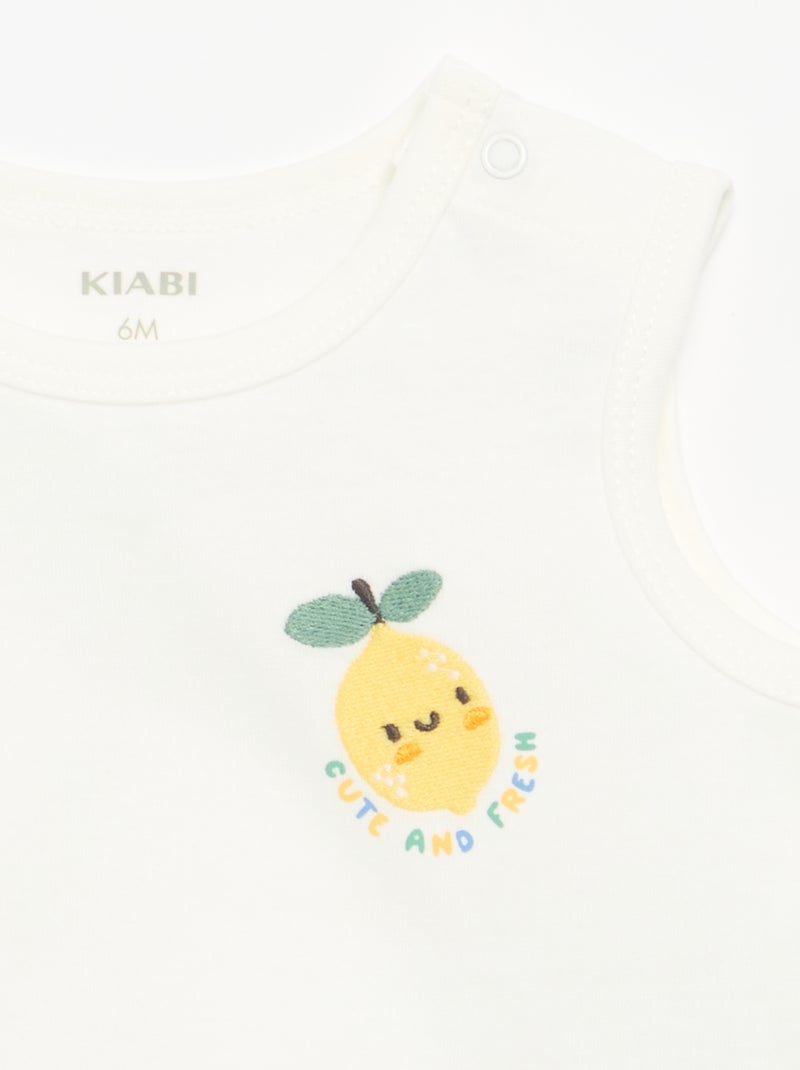 Débardeur avec patch à la poitrine Blanc - Kiabi