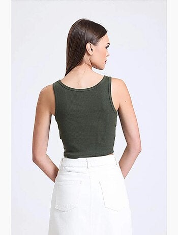Débardeur boutonné côtelé à col carré hiccup