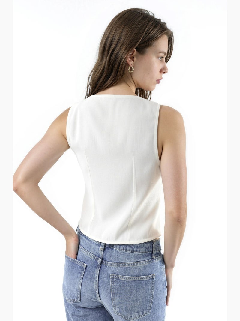 Débardeur boutonné hiccup Crème - Kiabi