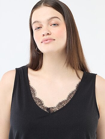 Débardeur col V avec dentelle