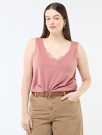 Débardeur col V avec dentelle