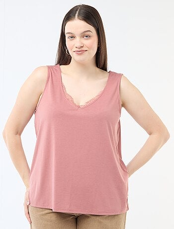 Débardeur col V avec dentelle