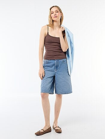 Débardeur côtelé à fines bretelles