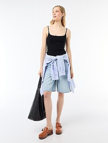 Débardeur côtelé à fines bretelles