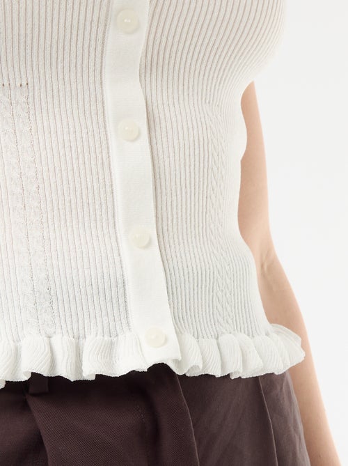 Débardeur côtelé avec ouverture boutonnée factice devant - Kiabi