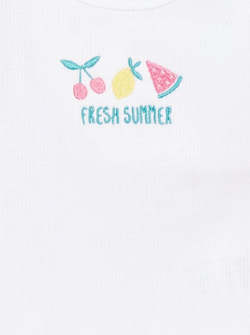 Débardeur côtelé brodé - Kiabi