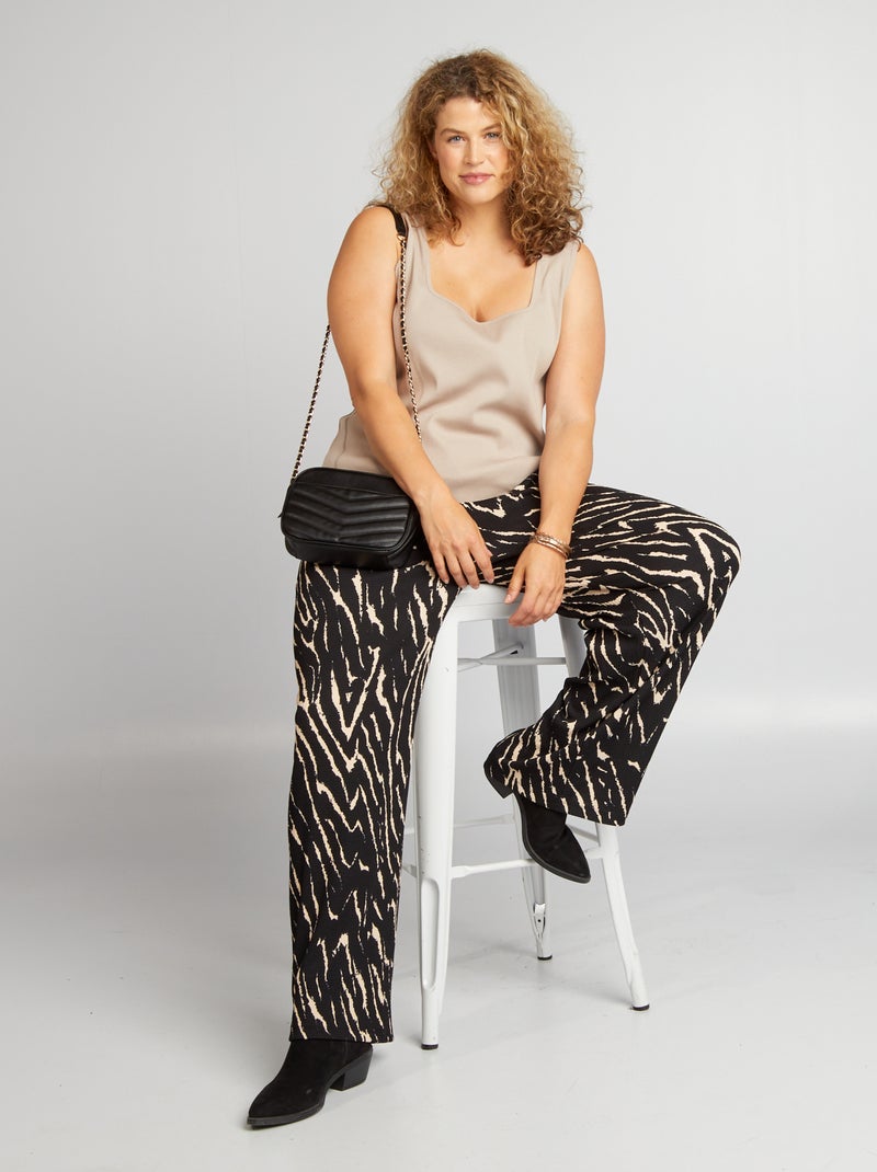 Débardeur côtelé col carré Beige - Kiabi