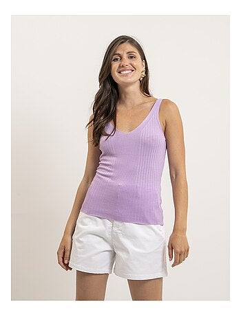 Débardeur côtelé lurex fujia