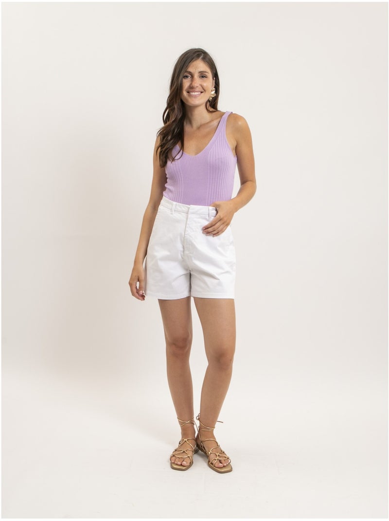 Débardeur côtelé lurex fujia Violet - Kiabi