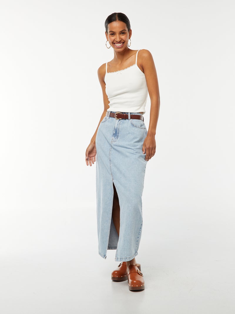 Débardeur côtelé sans manches crop top blanc - Kiabi