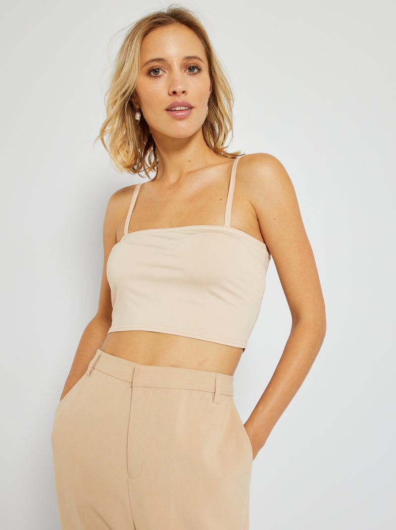 Débardeur court beige - Kiabi