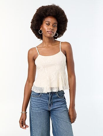Débardeur crop top en dentelle