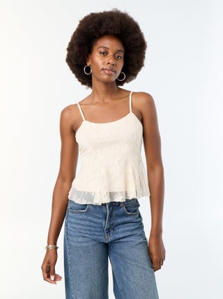 Débardeur crop top en dentelle