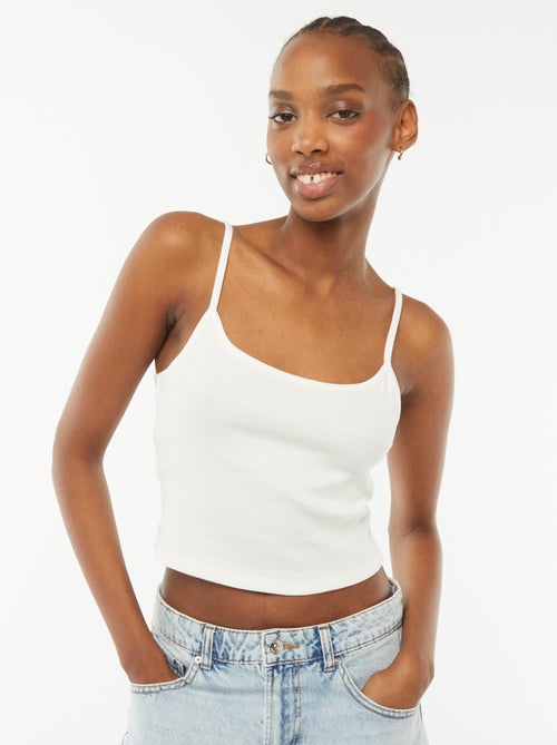 Débardeur crop-top en matière côtelée - Kiabi