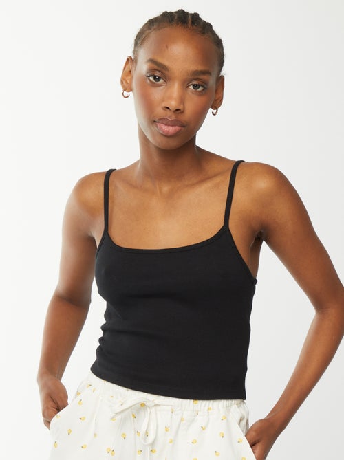 Débardeur crop-top en matière côtelée - Kiabi