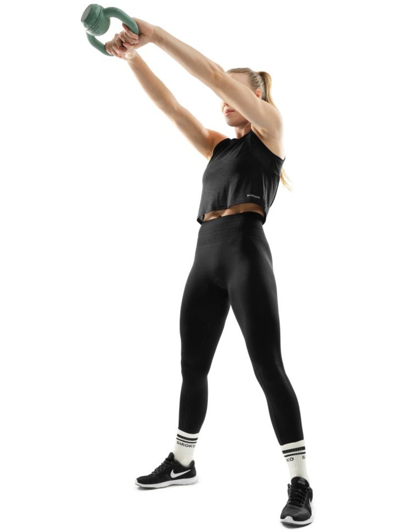 Débardeur crop top fitness femme fitness femme beat Noir - Kiabi