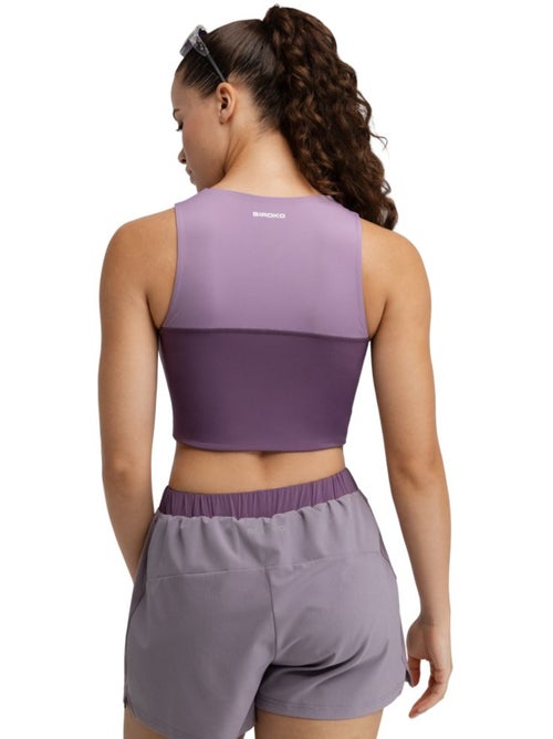 Débardeur crop top trail running femme randonnée femme phoenix lilac - Kiabi