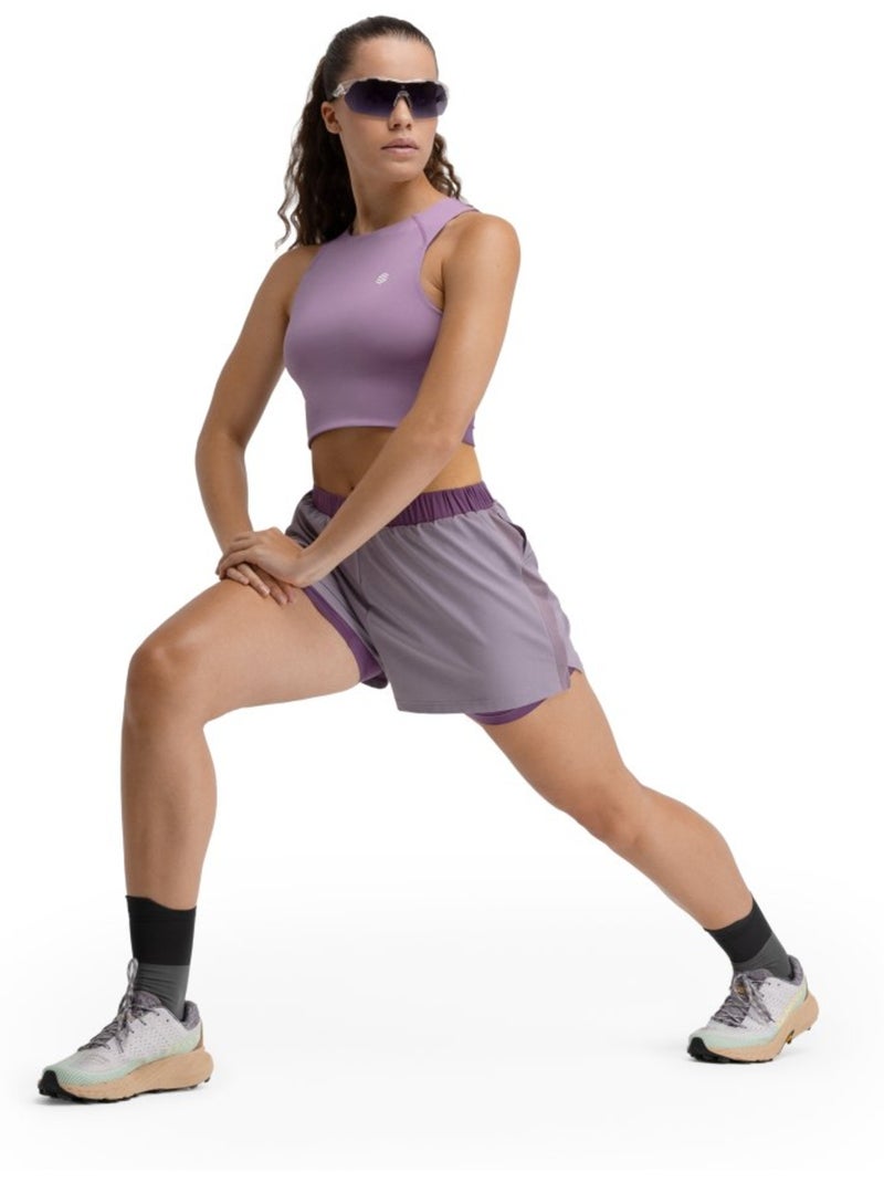 Débardeur crop top trail running femme randonnée femme phoenix lilac Violet - Kiabi