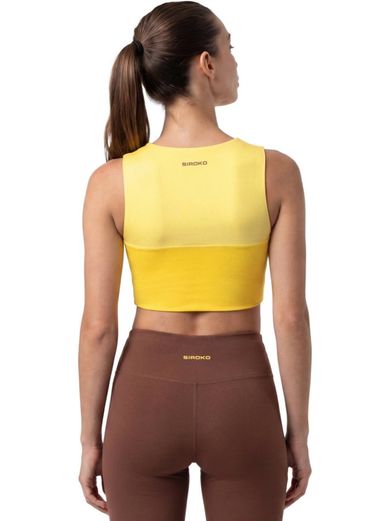 Débardeur crop top trail running femme randonnée femme phoenix-w Jaune - Kiabi