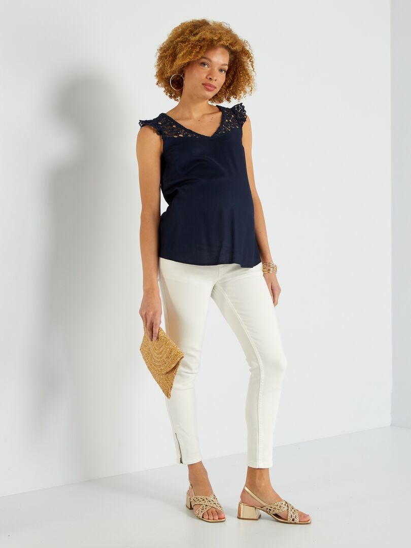 Débardeur Femme Ancien Old Navy - Bleu Marine Avec Perles - Taille S - Occasion Très Bon état