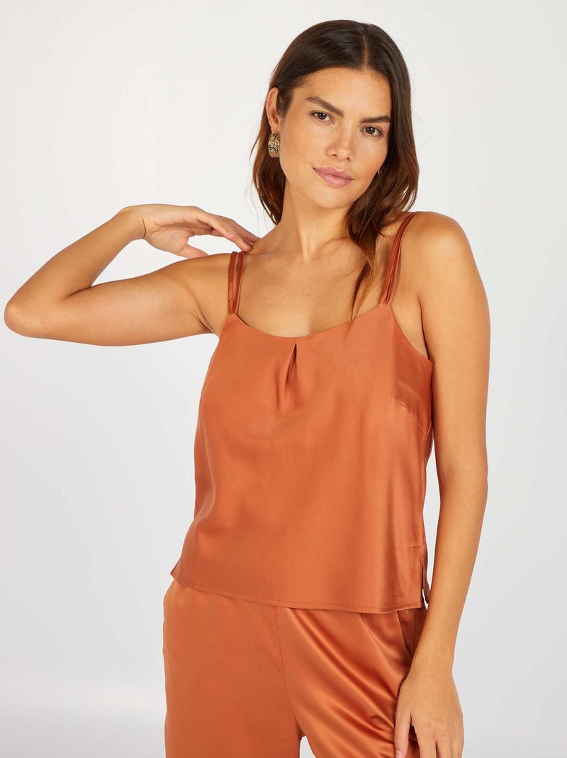 Débardeur de pyjama en satin 'Sans Complexe' Camel - Kiabi
