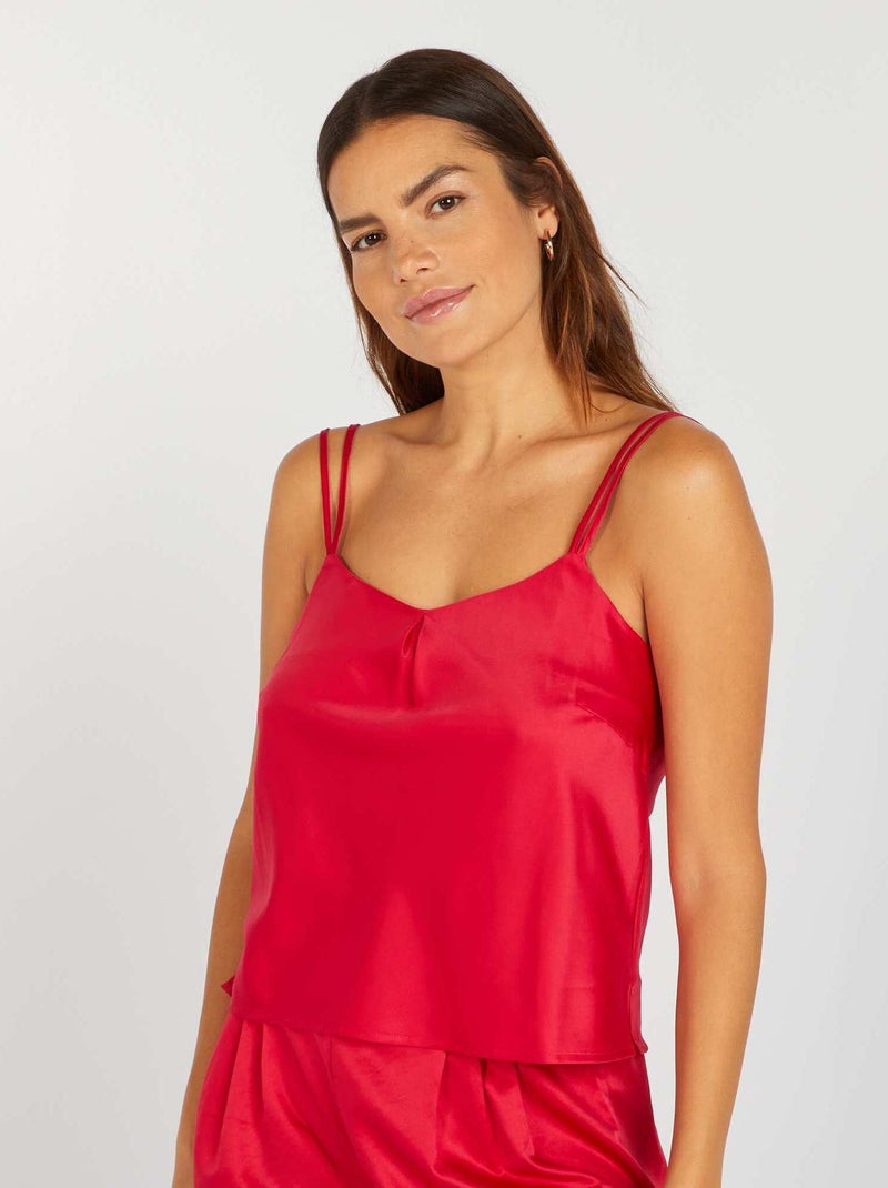 Débardeur de pyjama en satin 'Sans Complexe' Rouge - Kiabi