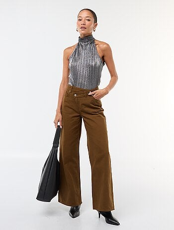 Débardeur emmanchures américaines en maille plissée