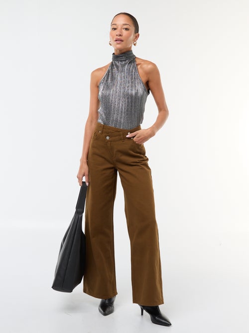 Débardeur emmanchures américaines en maille plissée - Kiabi