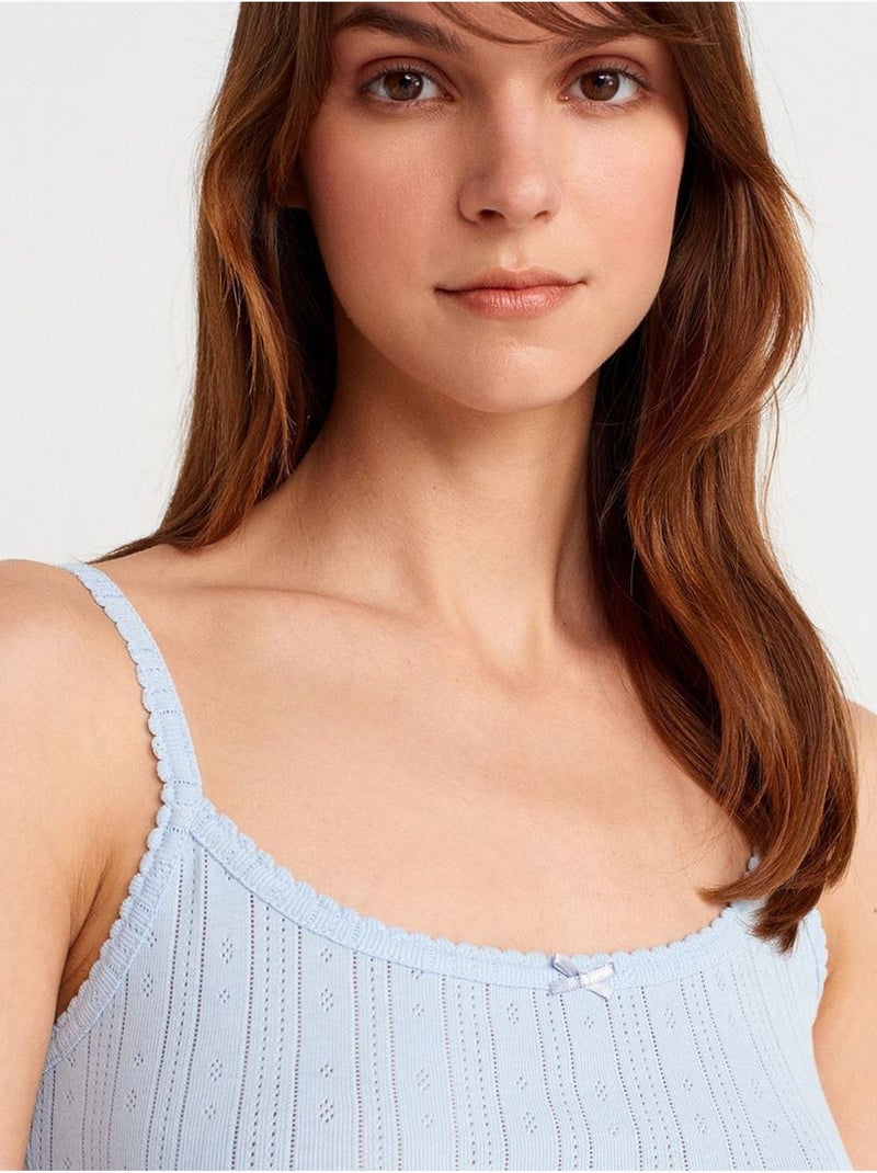Débardeur en coton côtelé coupe slim dilvin Bleu ciel - Kiabi