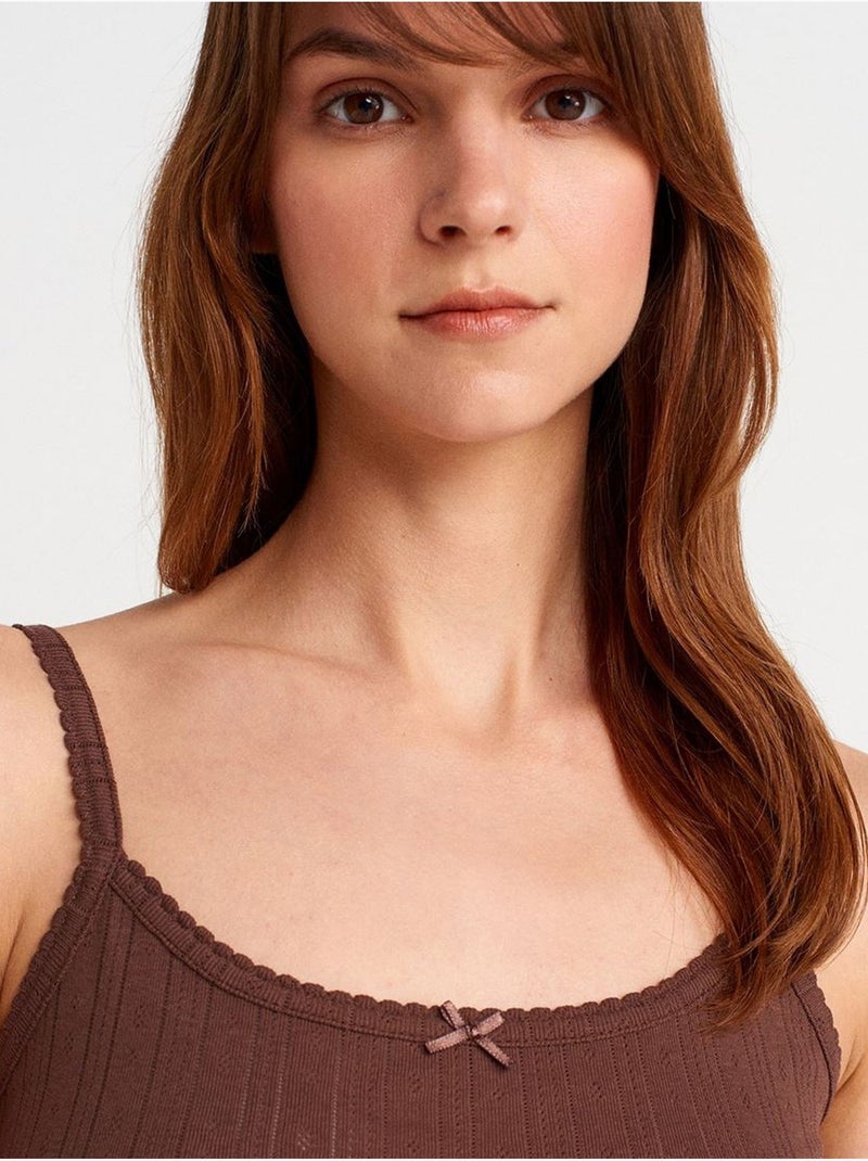 Débardeur en coton côtelé coupe slim dilvin Marron - Kiabi