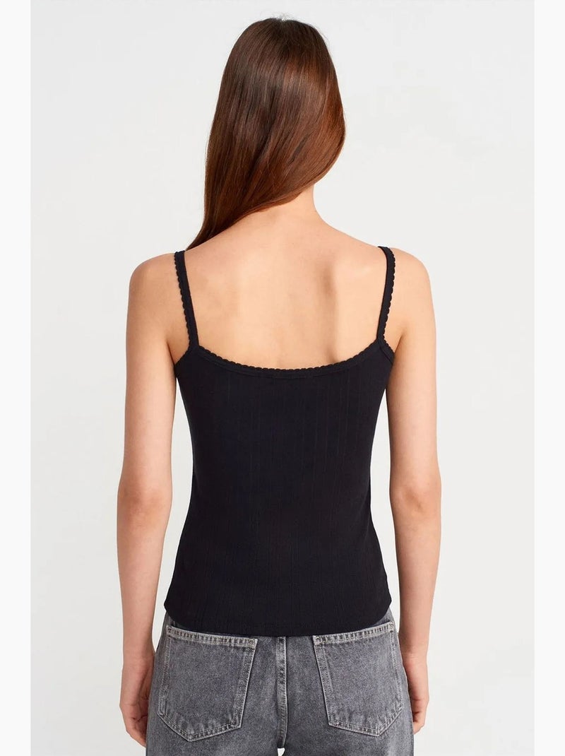 Débardeur en coton côtelé coupe slim dilvin Noir - Kiabi