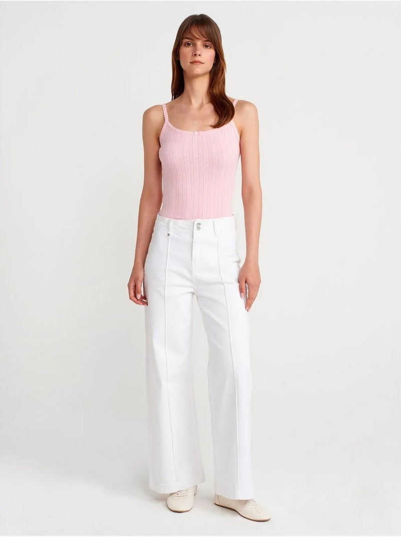 Débardeur en coton côtelé coupe slim dilvin Rose clair - Kiabi