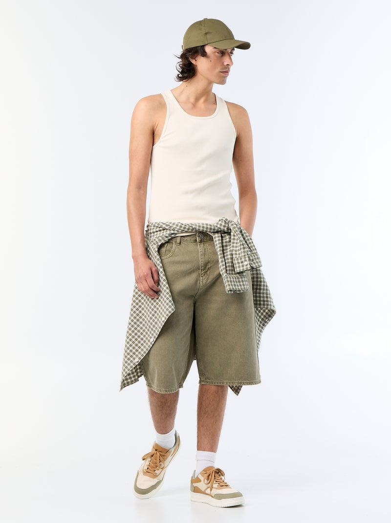 Débardeur en coton pour homme à col rond Blanc - Kiabi