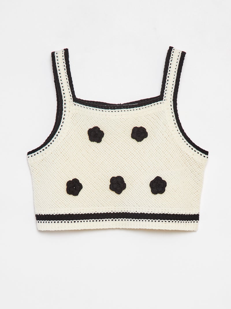 Débardeur en crochet avec fleurs BEIGE - Kiabi