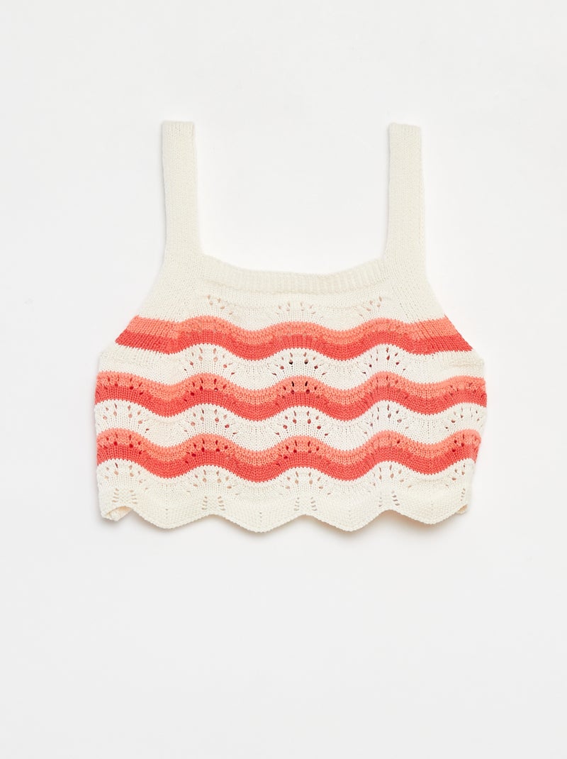 Débardeur en crochet avec motifs Beige - Kiabi