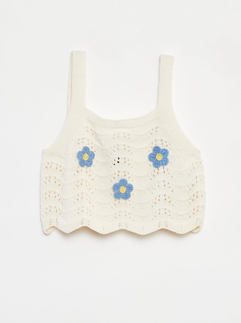 Débardeur en crochet avec motifs Blanc - Kiabi