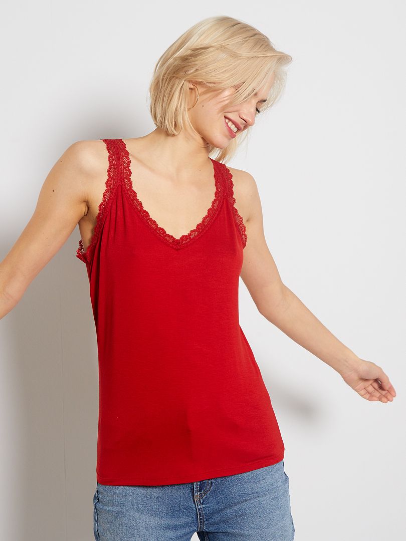 Débardeur en dentelle rouge Kiabi 6.00€