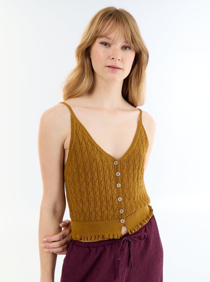 Débardeur en maille crochet Marron - Kiabi