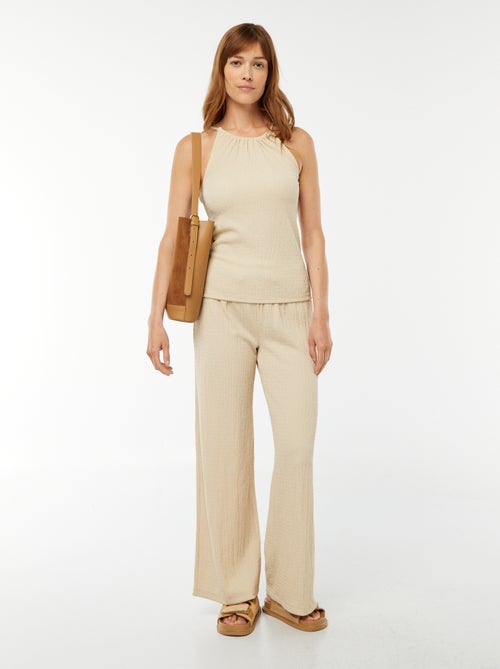 Débardeur en maille gaufrée avec bretelles ajustables - Kiabi