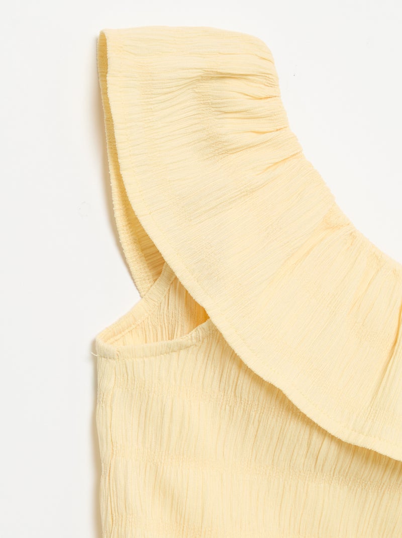 Débardeur en maille gaufrée avec col asymétrique Jaune - Kiabi