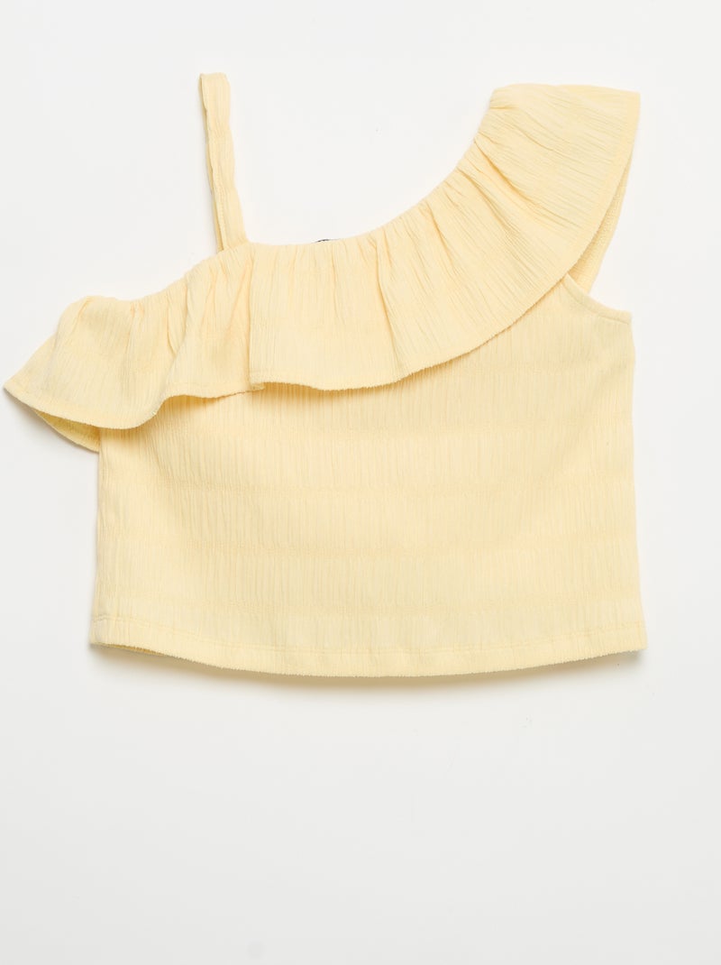 Débardeur en maille gaufrée avec col asymétrique Jaune - Kiabi