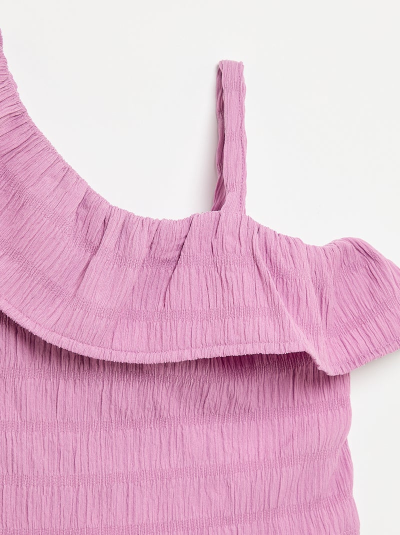 Débardeur en maille gaufrée avec col asymétrique Violet - Kiabi